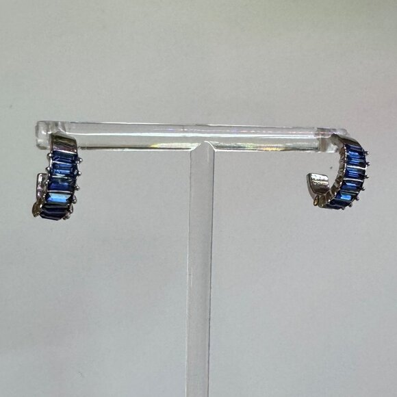 Blue and Silver Small Hoops - Picture 1 of 4